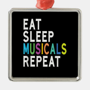 Ornement Carré Argenté Mangez des comédies musicales du sommeil Répéter,