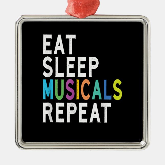 Ornement Carré Argenté Mangez des comédies musicales du sommeil Répéter,  (Devant)