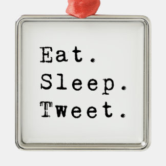 Ornement Carré Argenté Mangez le tweet du sommeil