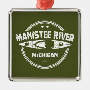 Ornement Carré Argenté Manistee River, Michigan
