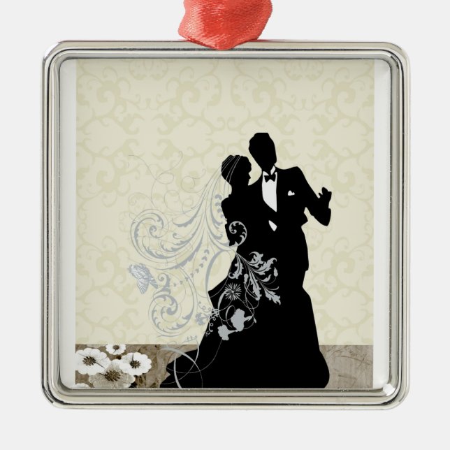 Ornement Carré Argenté mariage (Devant)