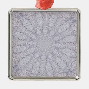 Ornement Carré Argenté Mariage blanc dentelle Mandala Kaleidoscope Abstra