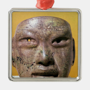 Ornement Carré Argenté Masque funéraire, Olmec, du Mexique