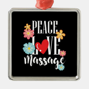Ornement Carré Argenté Massage Peace Love