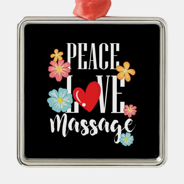 Ornement Carré Argenté Massage Peace Love (Devant)