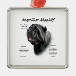 Ornement Carré Argenté Mastiff napolitain (noir)