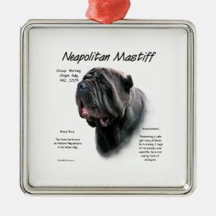 Ornement Carré Argenté Mastiff napolitain (noir)
