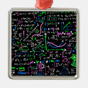Ornement Carré Argenté Math cycle linéaire mathématique éducation cercle