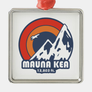Ornement Carré Argenté Mauna Kea Hawaii Sun Eagle