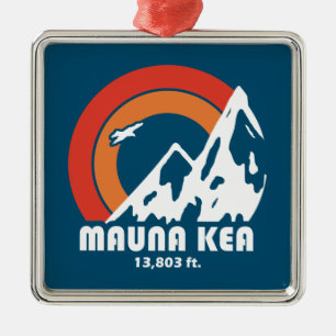Ornement Carré Argenté Mauna Kea Hawaii Sun Eagle
