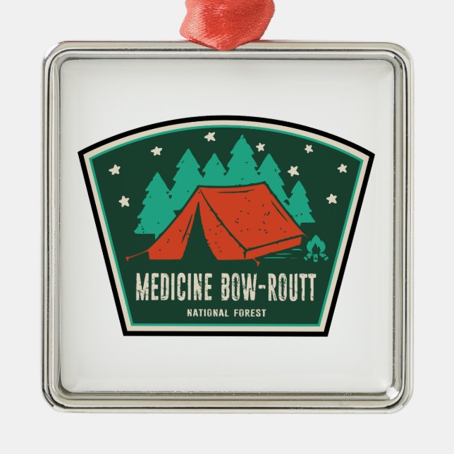 Ornement Carré Argenté Medicine Bow-Routt Camping forestier national (Devant)