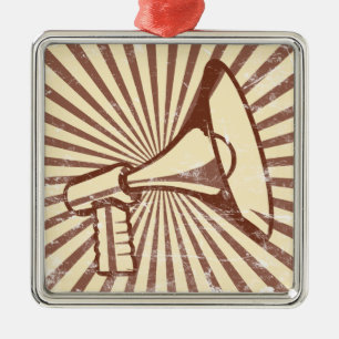 Ornement Carré Argenté Mégaphone