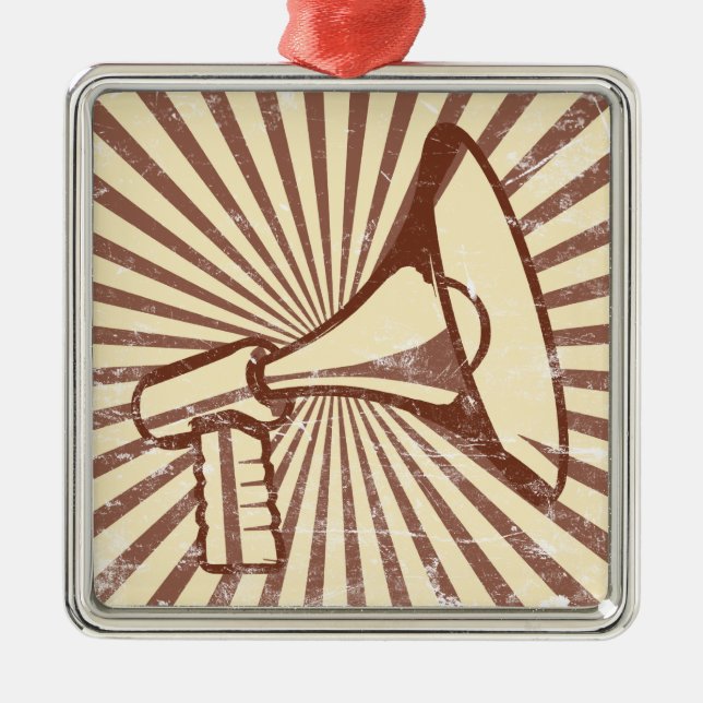 Ornement Carré Argenté Mégaphone (Devant)