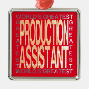 Ornement Carré Argenté Meilleur assistant de production dans le monde