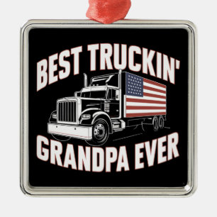 Ornement Carré Argenté Meilleur Grand-Père Du Truckin