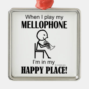 Ornement Carré Argenté Mellophone Happy Place