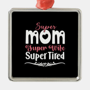 Ornement Carré Argenté Mère Cadeau Super Maman Super Femme