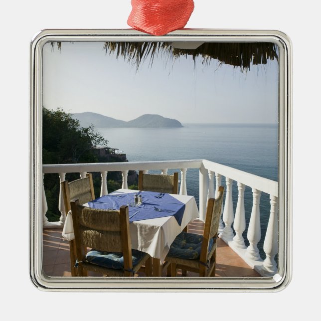 Ornement Carré Argenté Mexique, Guerrero, Zihuatanejo. Café Table sur (Devant)