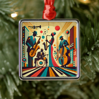 Ornement Carré Argenté Mid Century Jazz Age Quartet