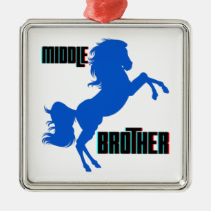 Ornement Carré Argenté Middle Brother Horse Rearing