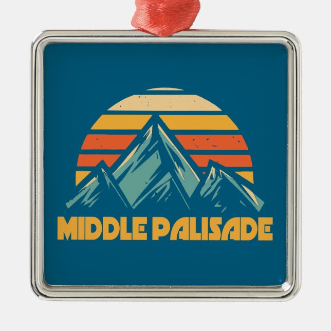 Ornement Carré Argenté Milieu Palisade Californie Retro Turquoise (Devant)