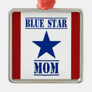 Ornement Carré Argenté Militaires de maman d'étoile bleue