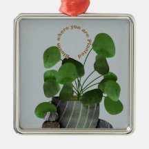 Minimalist Money Plant - Premium Square Ornament