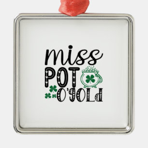 Ornement Carré Argenté Miss Pot O Gold irlandaise