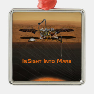 Ornement Carré Argenté Mission InSight Mars Lander