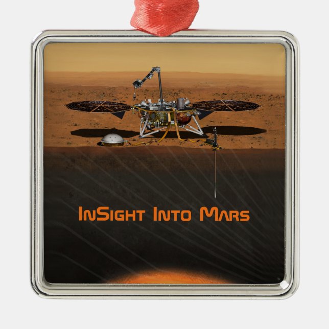 Ornement Carré Argenté Mission InSight Mars Lander (Devant)