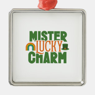 Ornement Carré Argenté Mister Lucky Charm