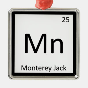 Ornement Carré Argenté Mn - Monterey Jack Cheese Chimie Tableau périodiqu
