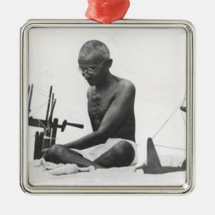 Ornement Carré Argenté Mohandas Karamchand Gandhi