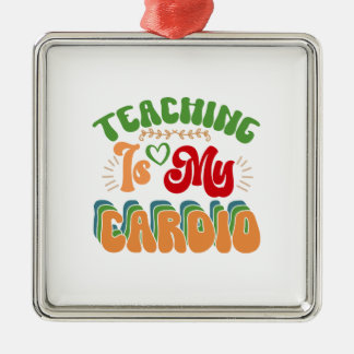 Ornement Carré Argenté Mon Cardio Est L'Enseignement