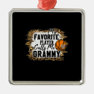 Ornement Carré Argenté Mon Joueur Favori M'Appelle Grammy Basketball Noël
