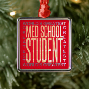 Ornement Carré Argenté Monde Meilleur étudiant en médecine