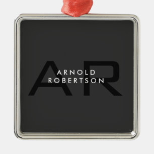 Ornement Carré Argenté Monogramme moderne Gris clair tendance Ajouter un 