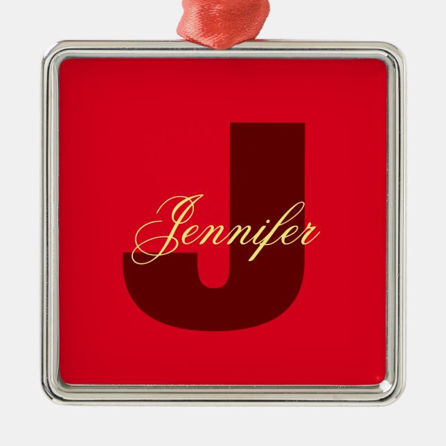 Ornement Carré Argenté Monogramme Nom propre Initiale moderne Plaine mini (Devant)
