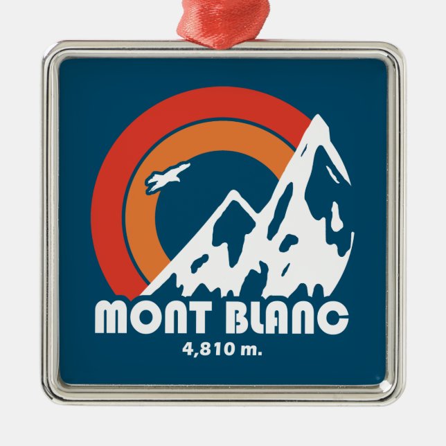 Ornement Carré Argenté Mont Blanc France Sun Eagle (Devant)