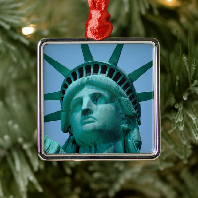 Ornement Carré Argenté Monuments | Statue de Liberty Face (Arbre)