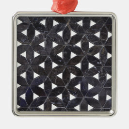 Ornement Carré Argenté Mosaïque gris charbon | fleur de vie motif