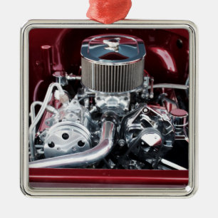 Ornement Carré Argenté Moteur de voiture classique