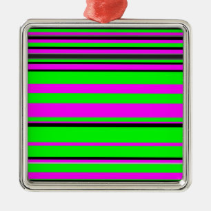 Ornement Carré Argenté Motif à rayures couleur noir rose chaud