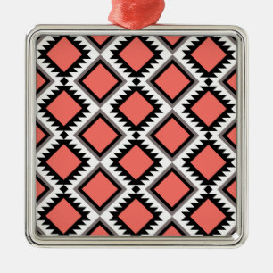 Ornement Carré Argenté Motif Aztec