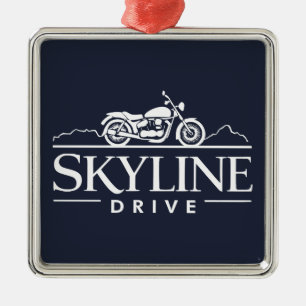 Ornement Carré Argenté Moto Skyline Drive Virginia