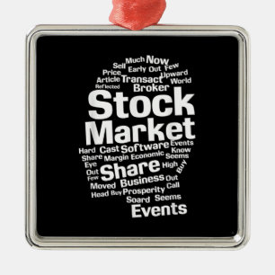 Ornement Carré Argenté Mots Stocks Investisseurs