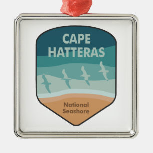 Ornement Carré Argenté Mouettes de la côte nationale du Cap Hatteras
