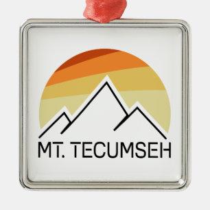 Ornement Carré Argenté Mt. Tecumseh New Hampshire Rétro