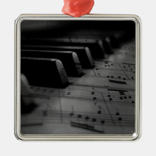 Ornement Carré Argenté Music Piano Keys