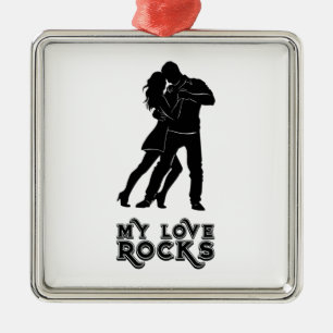 Ornement Carré Argenté My Love Rocks - Couple dansant